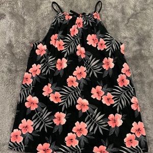 black and pick floral tank top
